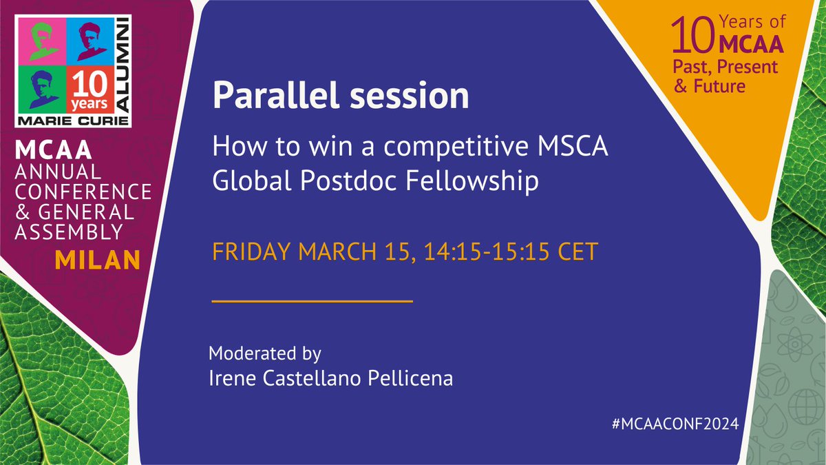 How to win a #MSCA Global Postdoctoral Fellowship? 💡 Join a session on March 15 of the #MCAAConf2024 to find out! Discussing the topic: @Casiren, @MCAA_Ireland @dariopellizz, @CaFoscari @AngelaBellia2, @CNRsocial_ @RCCHarvardAlumn, @unicomplutense Session organiser @b_p_cahill