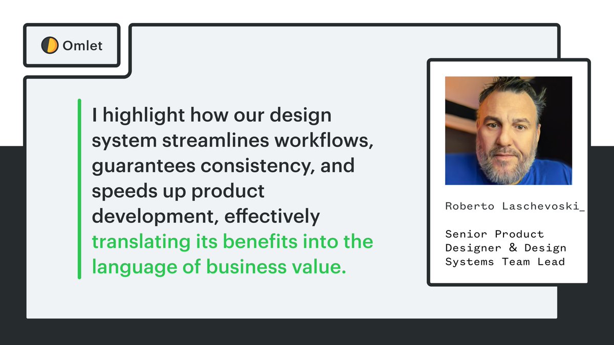 omlet_dev's tweet image. The #DesignSystemsChat is full of community help, ways to improve your own #designsystem, and even how to prove its value to executives. 💰
Shoutout to @robnilas for sharing the data he shares with his executives to prove the value of the system. 🍳