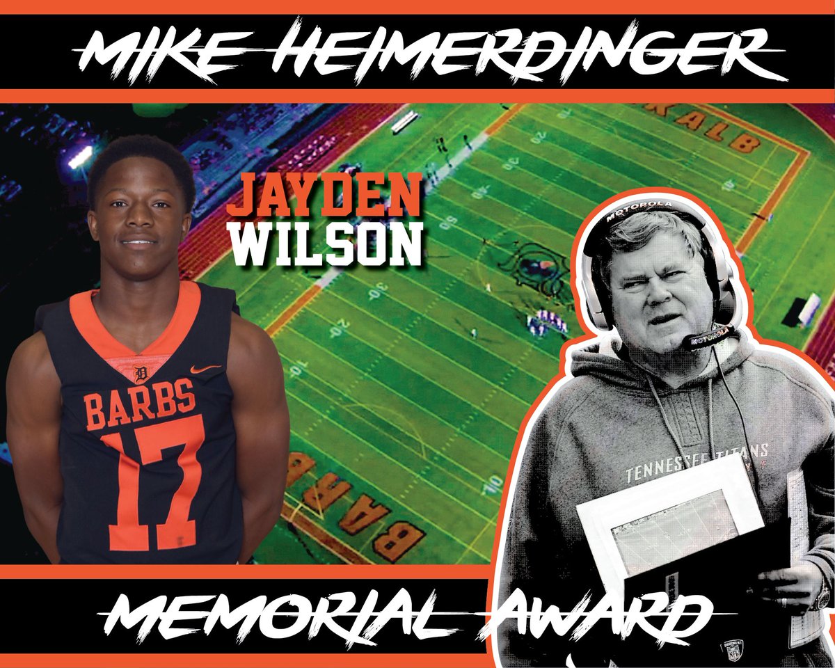 Congratulations to Jayden Wilson for being named the recipient of the 2023 Mike Heimerdinger Memorial Award!
