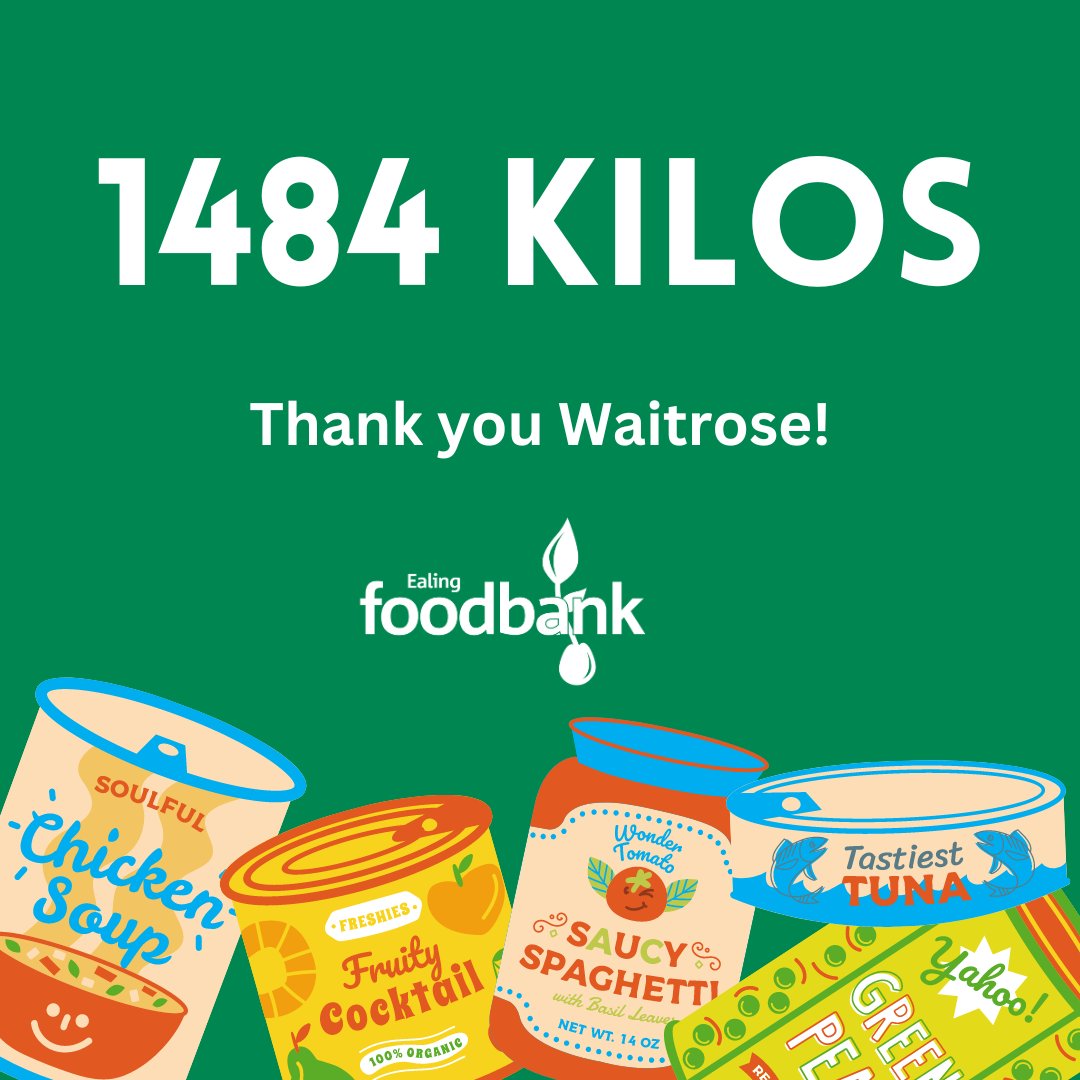 Calling all Waitrose West Ealing shoppers...HUGE thanks for your generosity. 1484 kilos of food and other essentials were donated to Ealing Foodbank on Saturday 9 March.