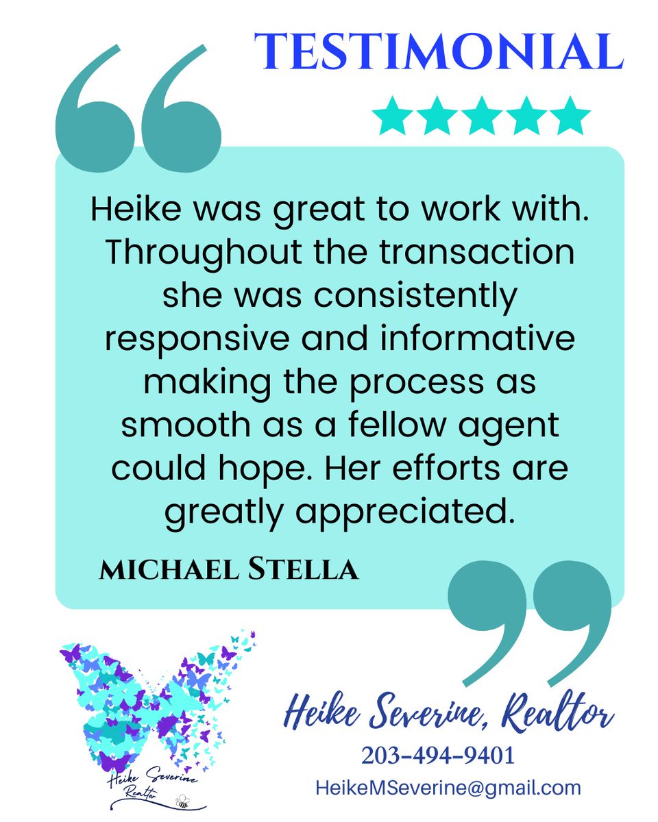 Thank you for your trust and for making my day brighter! 🌟✨ Your kind words mean the world to me, and I'm thrilled to have had the opportunity to work with you. 🙏🤗 

#Gratitude #ClientAppreciation #FiveStarGoogleReview #HeikeSeverine #ctrealestateexpert #ctrealestateagent