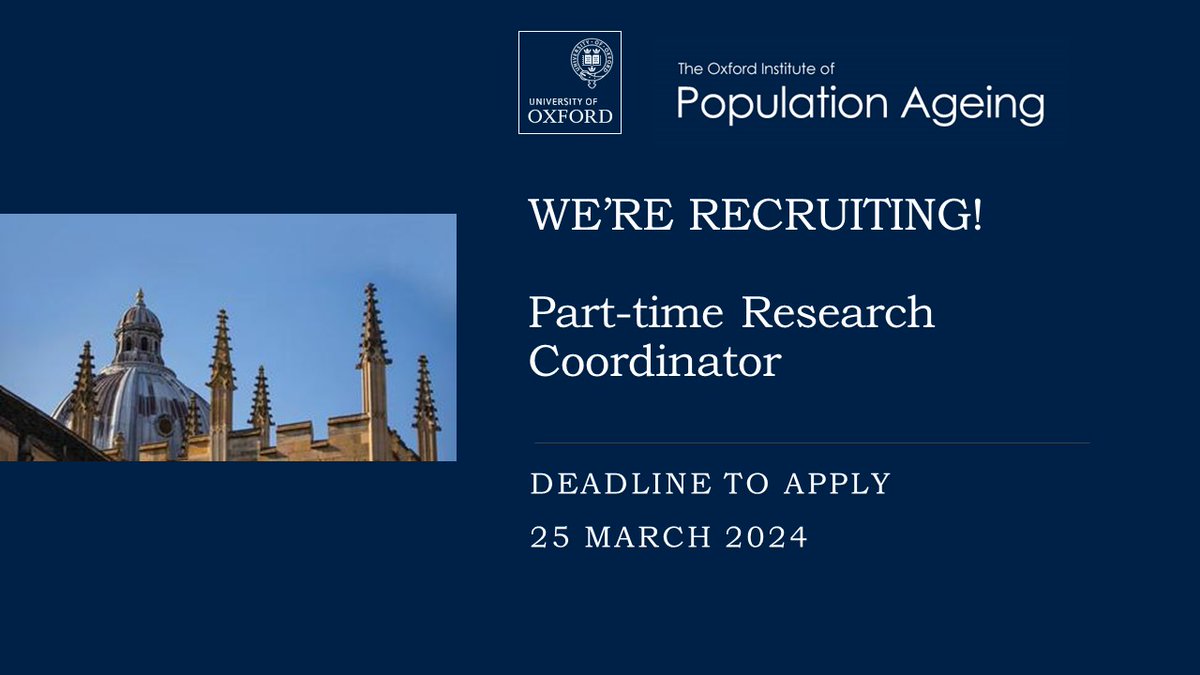 🔈Join out team! We are seeking a Part-time Research Coordinator 📍Apply by: 25 March 🔗Details: my.corehr.com/pls/uoxrecruit…