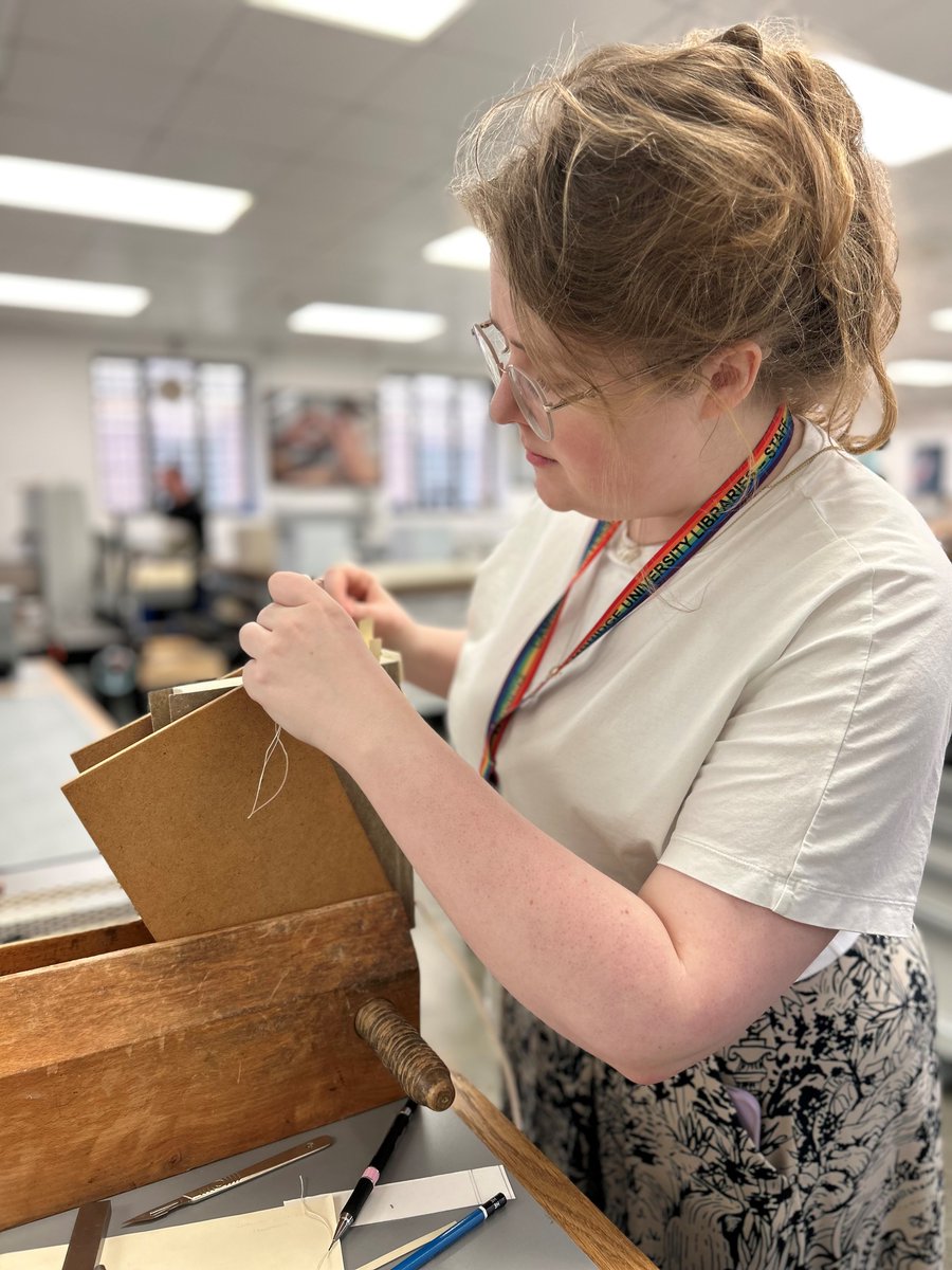 theUL's tweet image. The conservation team is currently hosting Ella, a 3rd year book conservation student at @westdeancollege. Her placement will cover work all aspects of Conservation, including both preventive and interventive treatments.  
#CambridgeUniversityLibraries #CULconservation