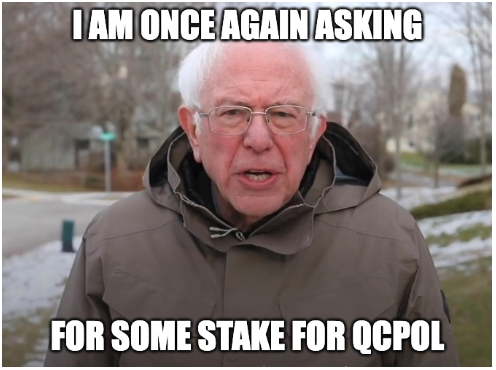 QCPOL lost a 365k delegator yesterday 😢 Help us get back above 2M before end of epoch! 🙏

QCPOL is running on bare metal servers hosted in Québec, Canada. Single pool operator. Decentralization doesn't get any better!

You also get $HOSKY every epoch!

#cardano $ada