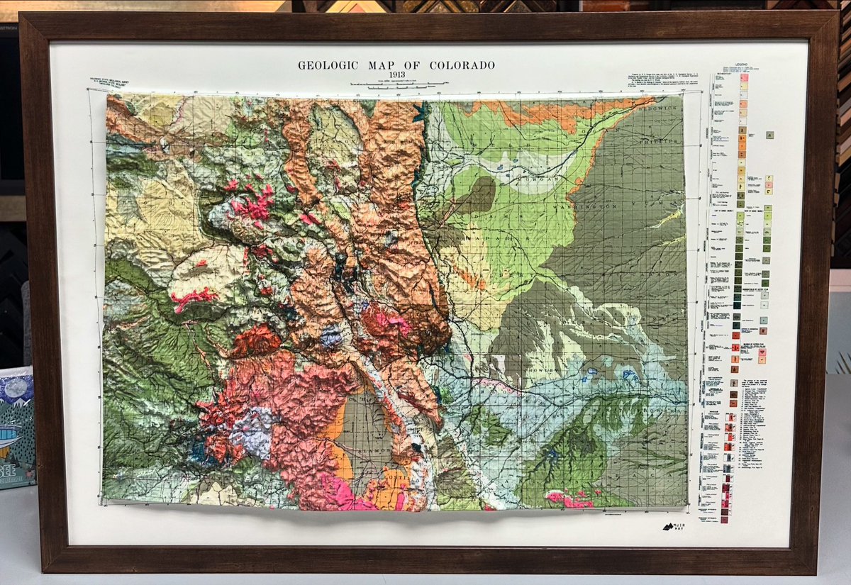 5280customframe's tweet photo. Custom framed Geologic Map of Colorado using acid-free materials and wood frame! #art #denver #colorado #pictureframing #customframing #5280customframing #geologicmap #map #topographicmap https://t.co/PlhYMu844J