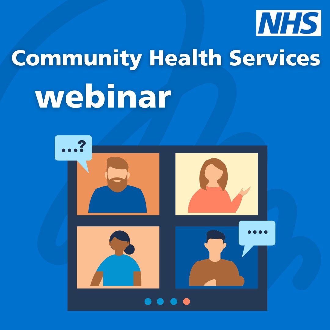 Our next #CommunityHealthServices webinar is being held on 22 March. Make sure to join us and hear the latest from our Community Health Services Team, share good practice and promote networking among services. Sign up here: events.england.nhs.uk/events/communi…