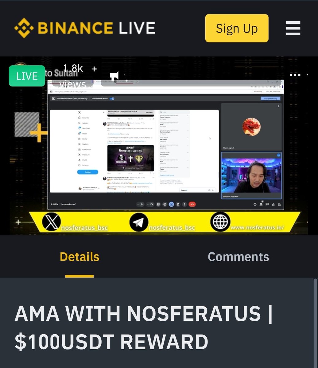 🧛🔶 1.8k Participants on Binance Live AMA with AutoSultan!

🔶 Join: binance.me/en/live/video?…

#BTC #BINANCE #ETH #CRYTO #CURRENCY #FLOKI #SHIBA #DOGE #PONKE #DEFI #STAKING #MEME #BSC #NOSFE