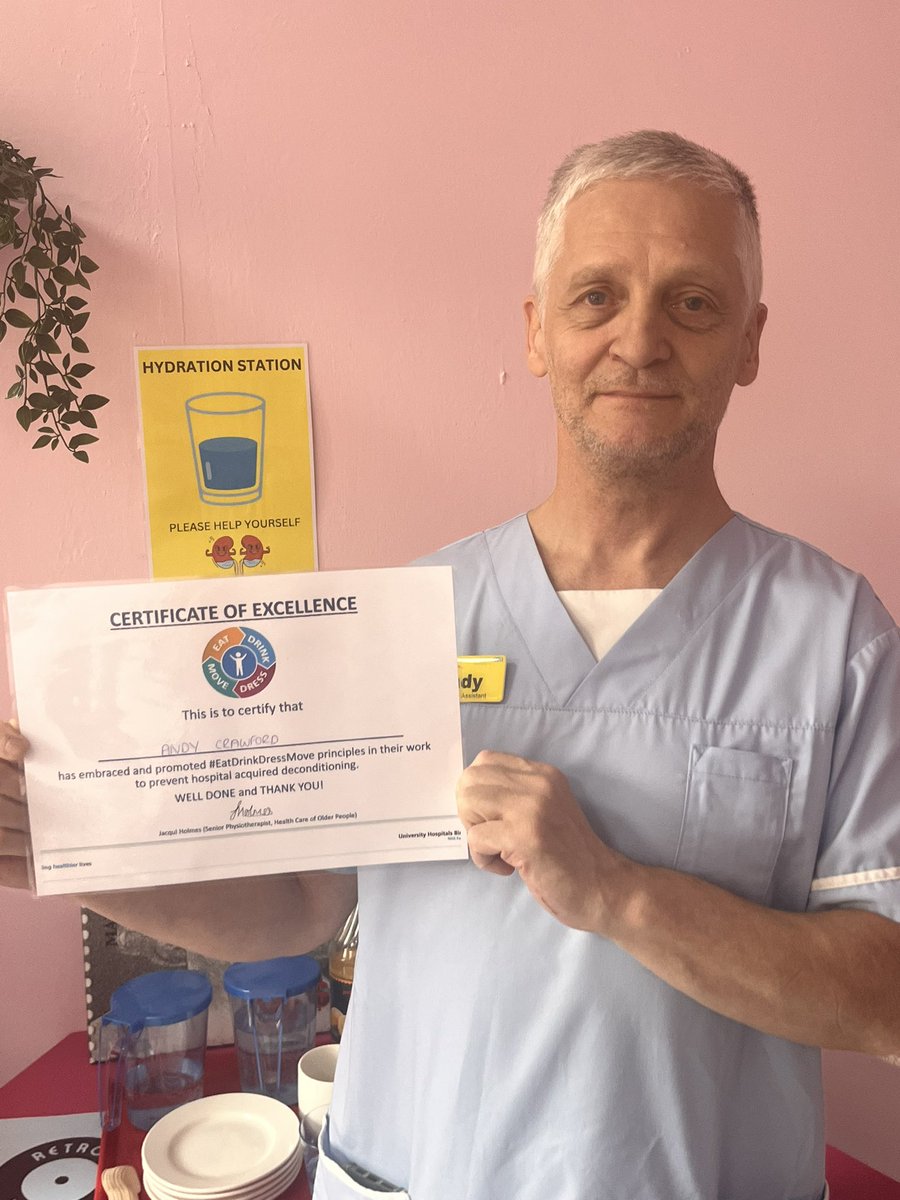 Certificate of excellence awarded to HCA Andy on Harborne ward for his wonderful spirit and participation of breakfast club and our exercise class for our patients #EatDrinkDressMove @Jacquih0lmes @RachelG61601556