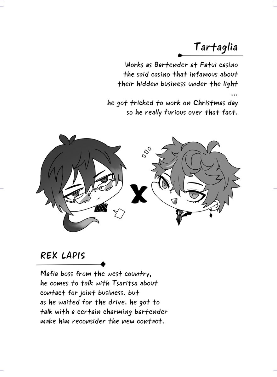🎉New doujin Meet cute Au. between Zhongli x Tartaglia 
24 page. I draw this since last X'mas 2022 LoL so I don't thinks to wait for the 2024 X'mas to publish.
what happens inside is >> Cute + Sexy moment. if you want to read more 😊💰🤑🧧 ❤
https://t.co/TOJaEdb9wo 