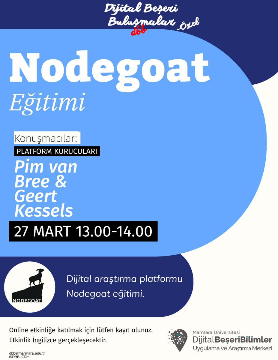 In the dbb Özel, we will get to know about the digital research platform @nodegoat better and learn its basic use. On 27 March Wednesday, at 13:00 two founders of the platform will join us for an online session. To register: bit.ly/3VcPCIo