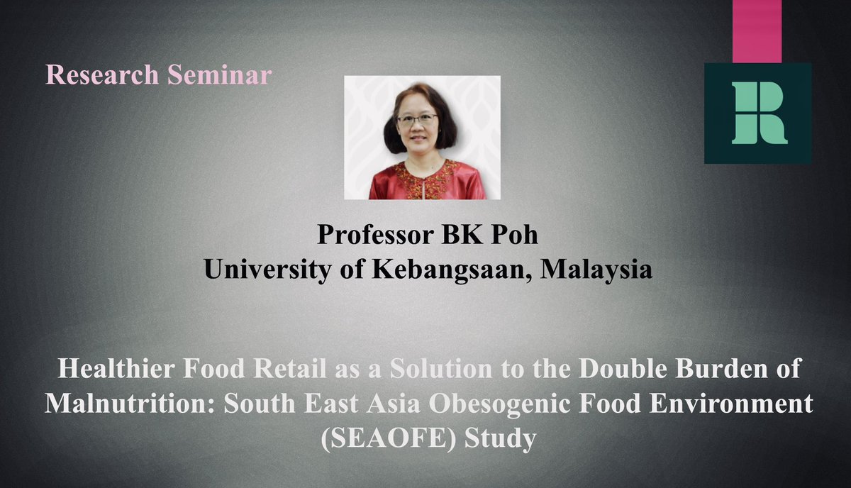 Join us on Monday 18 March, at 1pm in the Gilbert Scott lecture theatre, Whitelands to hear about a new study to address the double burden of malnutrition in SE Asia with special guest Professor BK Poh.