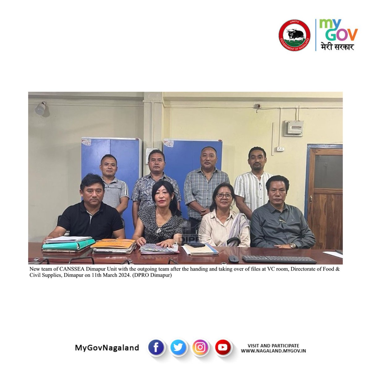 MyGov Nagaland (@mygovnagaland) on Twitter photo Handing and taking over of files between the outgoing and incoming CANSSEA Dimapur unit was held on 11th March 2024, from the VC room of Directorate of Food &Civil Supplies Dimapur.
<a href="/dipr_nagaland/">DIPR Nagaland</a> Handing and taking over of files between the outgoing and incoming CANSSEA Dimapur unit was held on 11th March 2024, from the VC room of Directorate of Food &Civil Supplies Dimapur.
<a href="/dipr_nagaland/">DIPR Nagaland</a>