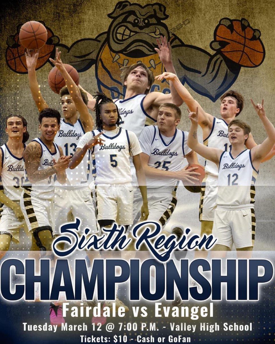Bulldog Nation we need you to fill the stands tonight! 6th Region Championship 7:00 pm. @fairdalebball vs. Evangel @FairdaleHigh #Fairdale4Life
