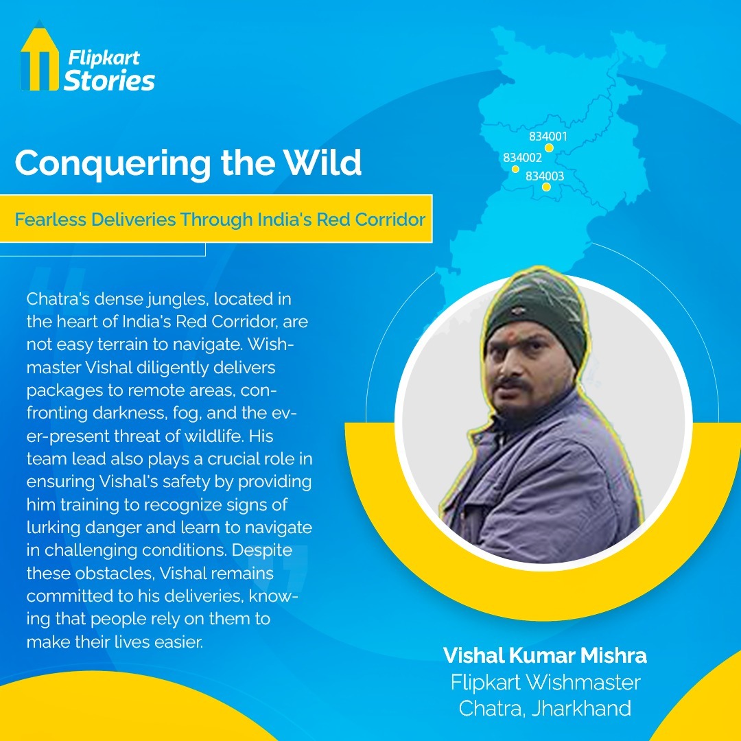 FlipkartStories's tweet photo. At @Flipkart, we make sure your packages and our delivery partners are safe. With proper training and support, our delivery partners like Vishal can navigate tricky areas like Chatra's jungles confidently.
#FlipStart #SupplyChain https://t.co/uMlgTp5I9z