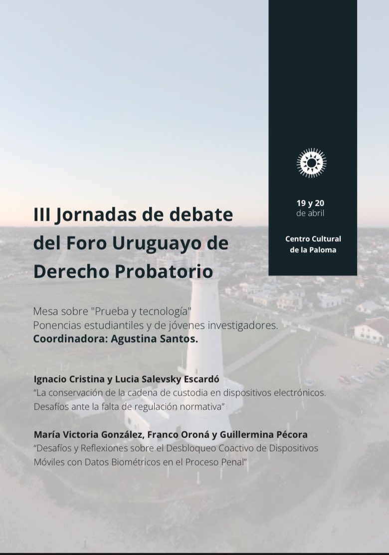 FProbatorio's tweet photo. Les presentamos la Mesa de “Prueba y tecnología” con ponencias de estudiantes y jóvenes investigadores. 

Se desarrollará al comienzo de las III Jornadas de Debate del @FProbatorio.

Mesa coordinada por @agusantos8. https://t.co/dTrF6MjSmz