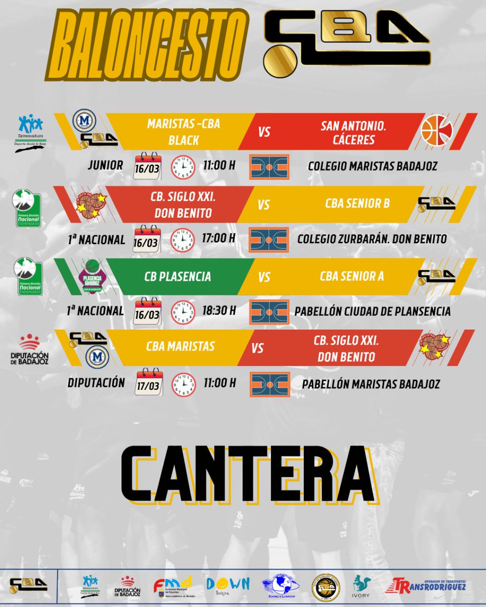 CBACADEMYSPAIN's tweet photo. Volvemos a subir nuestros partidos de la cantera!
#CBAhacecantera #CBAcademy #CBAmethod #Badajoz #basketball #baloncesto #CBAfamily https://t.co/TAoNcN8RHs