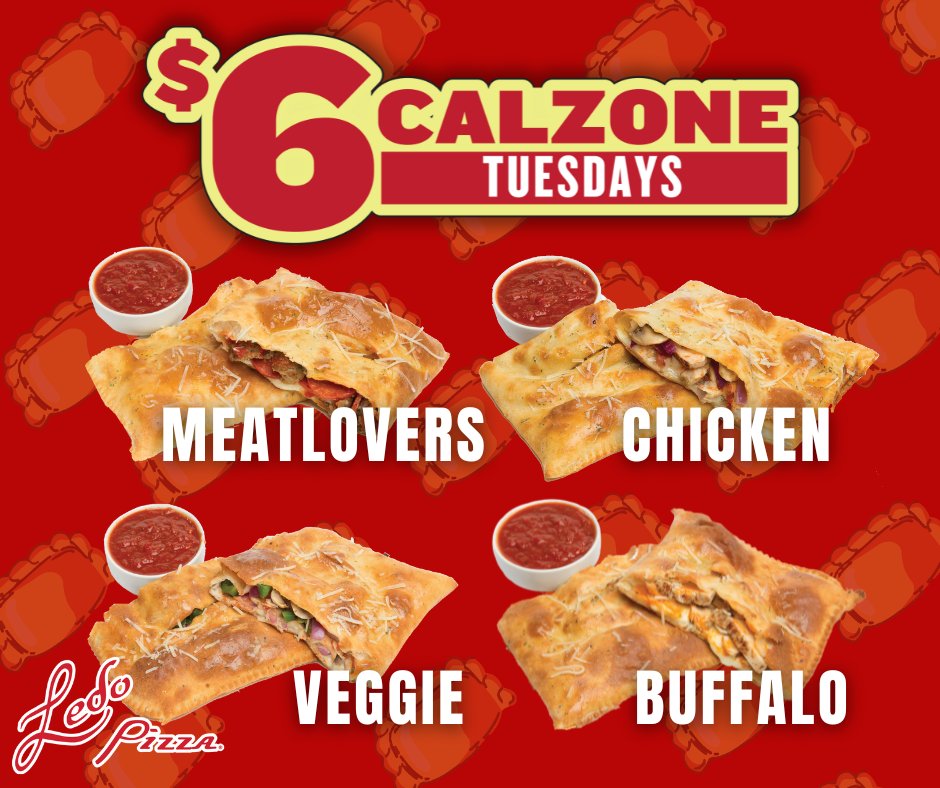 LedoPizza's tweet image. GIVEAWAY ALERT‼️ 🚨
In honor of $6 Calzone Tuesdays we are giving away a $100 Ledo Pizza GIFT CARD!

TO ENTER:
1️⃣Retweet this post and follow @LedoPizza 
2️⃣ Comment your favorite calzone or which one you'd like to try 😋 and tag a friend!

Winner will be picked at 10PM tonight!