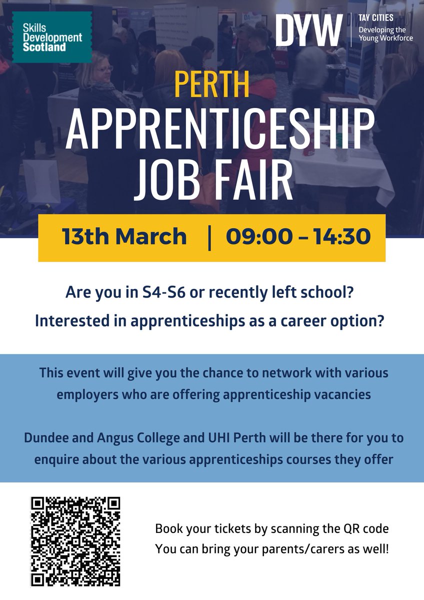 The Perth Apprenticeship Job Fair is taking place tomorrow at The Salutation Hotel. This event is not to be missed, book your tickets here: zurl.co/aoZJ Walk-ins are available on the day but booking via Eventbrite allows us to anticipate numbers in advance.