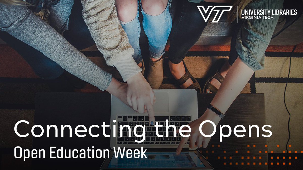 Announcing a "Connecting the Opens" panel discussion feat. library faculty specializing in Open Pub., Open Data, &amp; Open Ed. Dr. Don Orth, author of open textbook Fish, Fishing &amp; Conservation will join us.

Details: 3/18, 6-8 p.m. in 207A or Zoom.
Register➡️calendar.lib.vt.edu/event/12010196