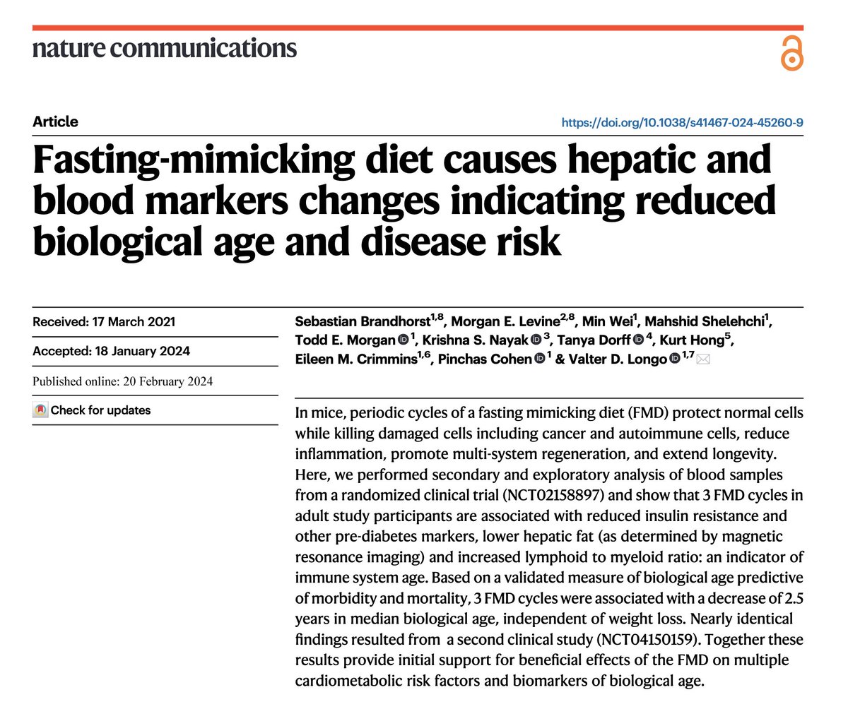 Do you want to rejuvenate your liver ? This interesting study in @NatureComms indicates that periodic cycles of fasting have beneficial effects in the body including the liver, with anti-ageing properties. t.ly/mKsGI #livertwitter
