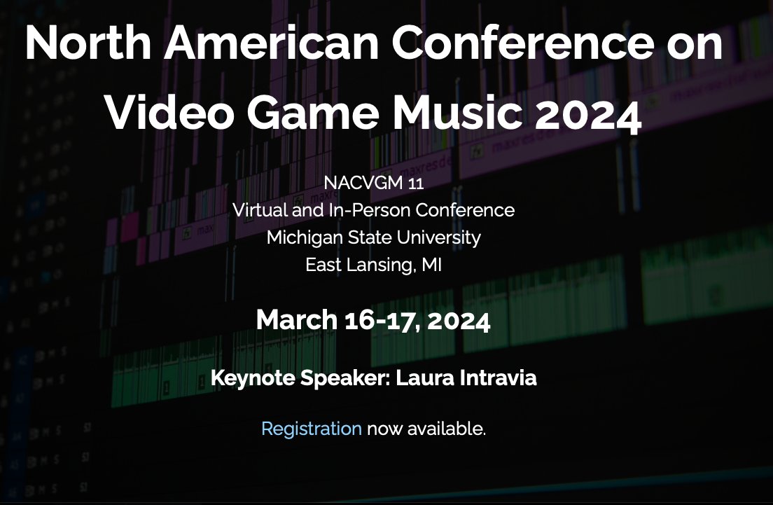 #NACVGM takes place this weekend!🚀🎵🎮🎶 Get ready for amazing talks on Game Audio and much more, with <a href="/LauraIntravia/">lauraintravia.bsky.social</a> as keynote speaker. There is still time to register for virtual attendance. Don't miss it!! nacvgm.org
