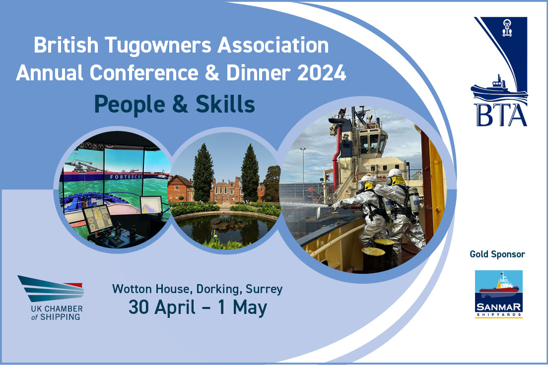 This year's British Tugowners Association Conference is sponsored by Sanmar Shipyards, a reliable towage service provider. Join us on 1 May at the Wotton House for the British Tugowners Association Conference & Dinner, for more information click below👇 ukchamberofshipping.com/events/british…