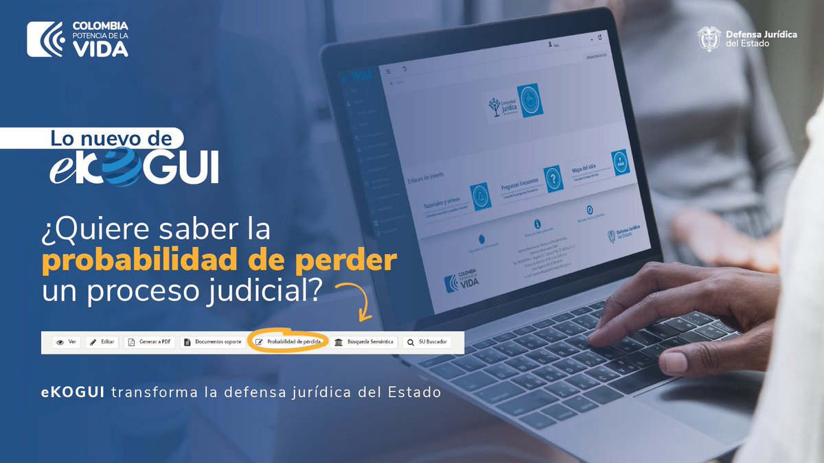 AgenciaDefensaJ's tweet photo. ¿Quiere saber la probabilidad de perder un proceso judicial? ⚖️

¡Con #eKOGUI lo puede hacer! 

Cuando consulte la información de un proceso, seleccione el botón de Probabilidad de pérdida y visualizará el análisis completo. 📉

¡Ekogui transforma la defensa jurídica del Estado! https://t.co/juXEVuNtnG