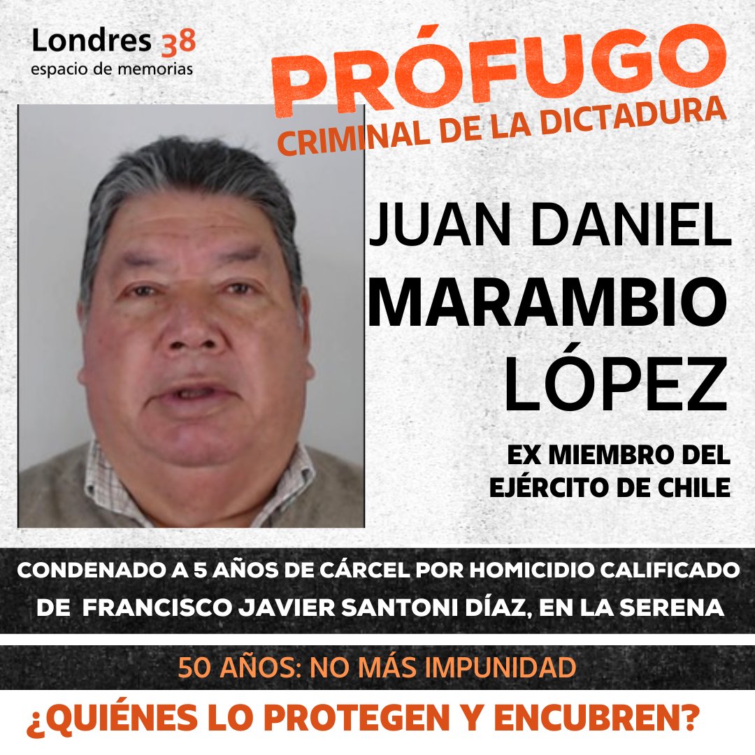 🟠 Este ya es el prófugo #𝟏𝟔 que sumamos al listado de nuestra campaña: Juan Daniel Marambio López ¿Hasta cuándo seguiremos así? Esta nueva fuga se produce luego de que se haya solicitado en 𝐝𝐨𝐬 𝐨𝐜𝐚𝐬𝐢𝐨𝐧𝐞𝐬 𝐥𝐚 𝐩𝐫𝐢𝐬𝐢𝐨́𝐧 𝐩𝐫𝐞𝐯𝐞𝐧𝐭𝐢𝐯𝐚, sin respuesta.