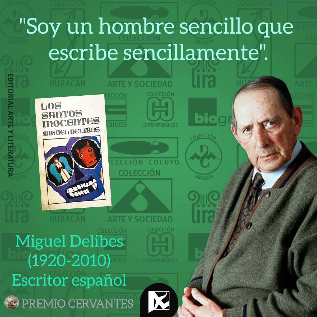 ✒️El #escritor español #MiguelDelibes falleció el 12 de #marzo de 2010 en #Valladolid, #España
🎖️Recibió, entre otros, el #PremioCervantes y el #PríncipeDeAsturias. 
📘 El gran título de la década de 1980 fue 'Los santos inocentes', publicada por @Editorial_AyL.
#LeerEsCrecer