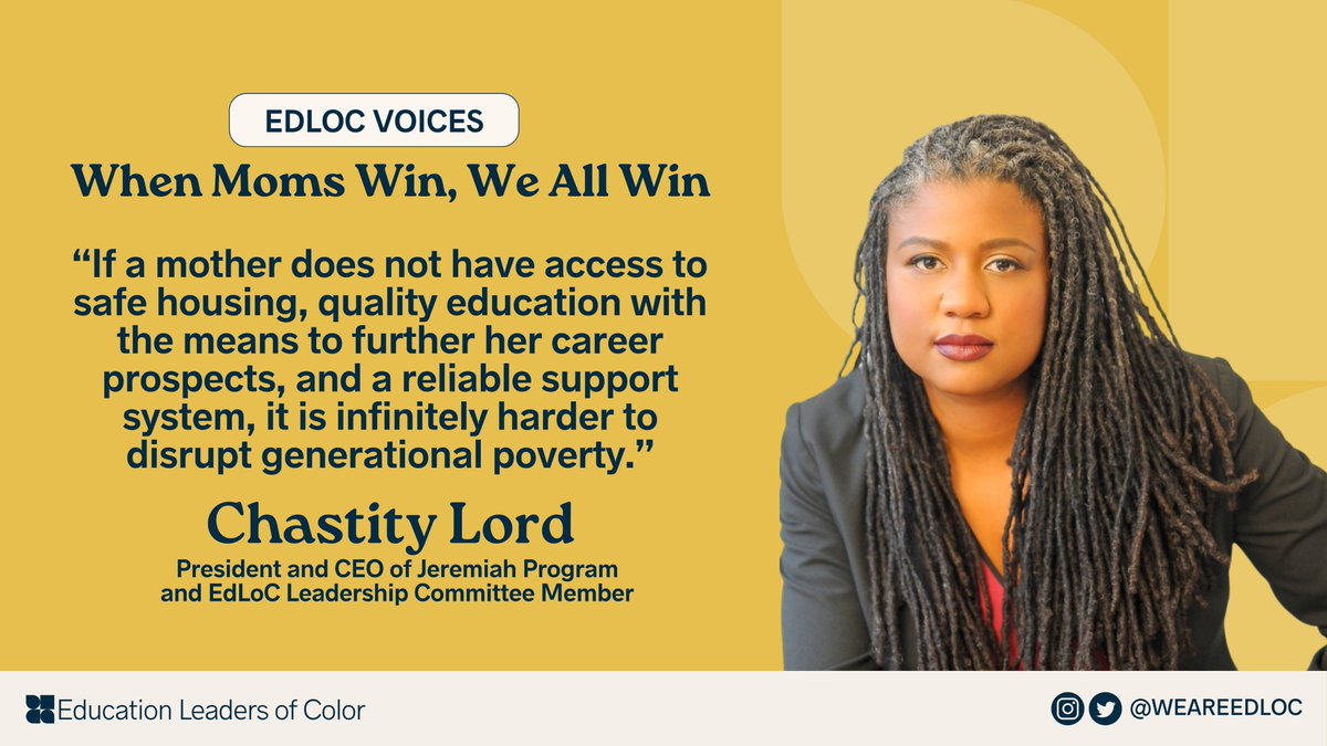 To EdLoC Leadership Committee member and CEO of @jeremiahprogram @chastitylord, policies addressing the childcare system's labor issues are vital to ending generational poverty for single mothers because 'care workers are the backbone of a robust care infrastructure.” #WeAreEdLoC