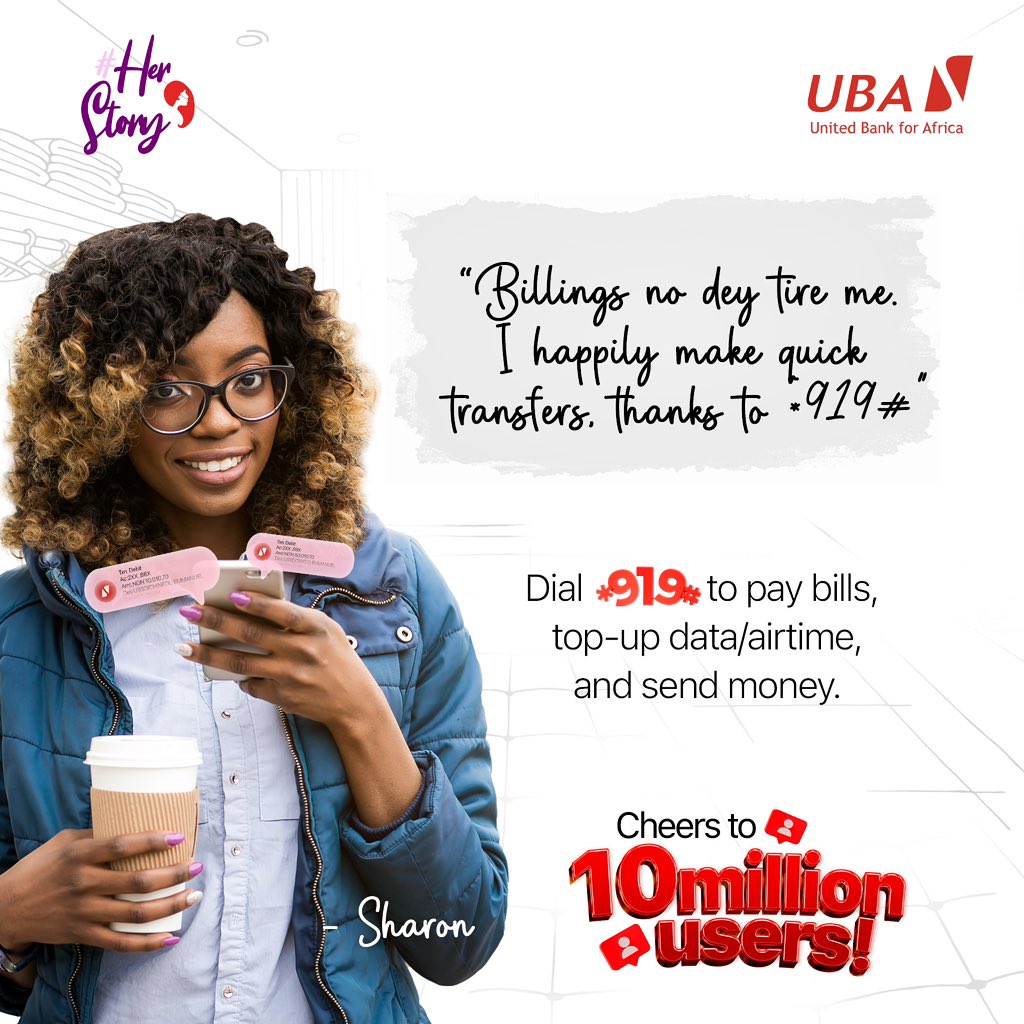 Whether you’re transferring funds or paying bills, we’ve got you covered. Just like Sharon, dial *919# to handle all your money transactions with ease. #AfricasGlobalBank #UBAHerStory
