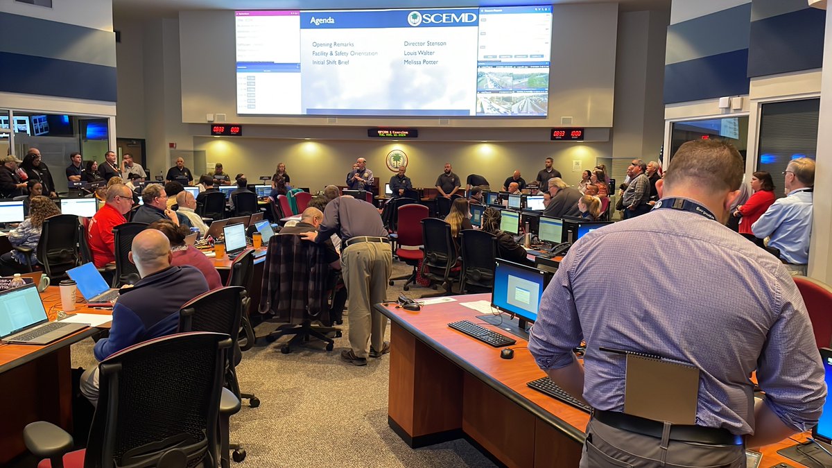 Today @SCEMD hosted the 'All Shook Up' earthquake exercise at their emergency operations center, giving federal, state and private sector partners a practice run at responding to a major earthquake scenario striking the North Charleston area.