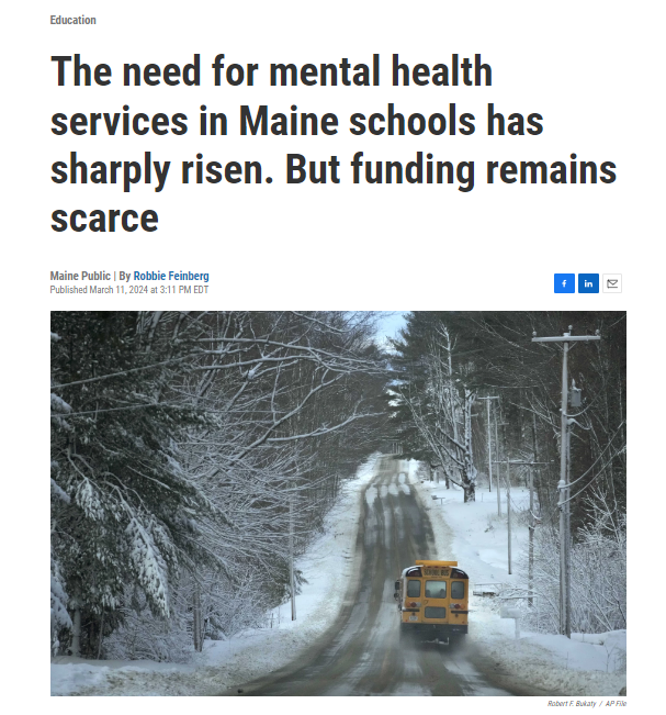 Sweetser’s President & CEO was interviewed by Maine Public Radio on the dire need for state funding to keep school based therapy services afloat for students and their families. #mepolitics STORY: mainepublic.org/education-news…