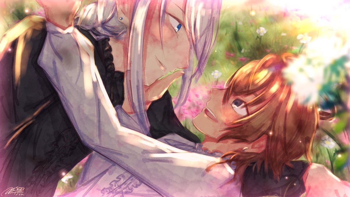 🌸🌸🌸　 

This took me some time, so RT are highly appreciated! Trust Shiro for cute couple art ☺️ my c0mms are open! 📩

 #モノクローム・ファクター