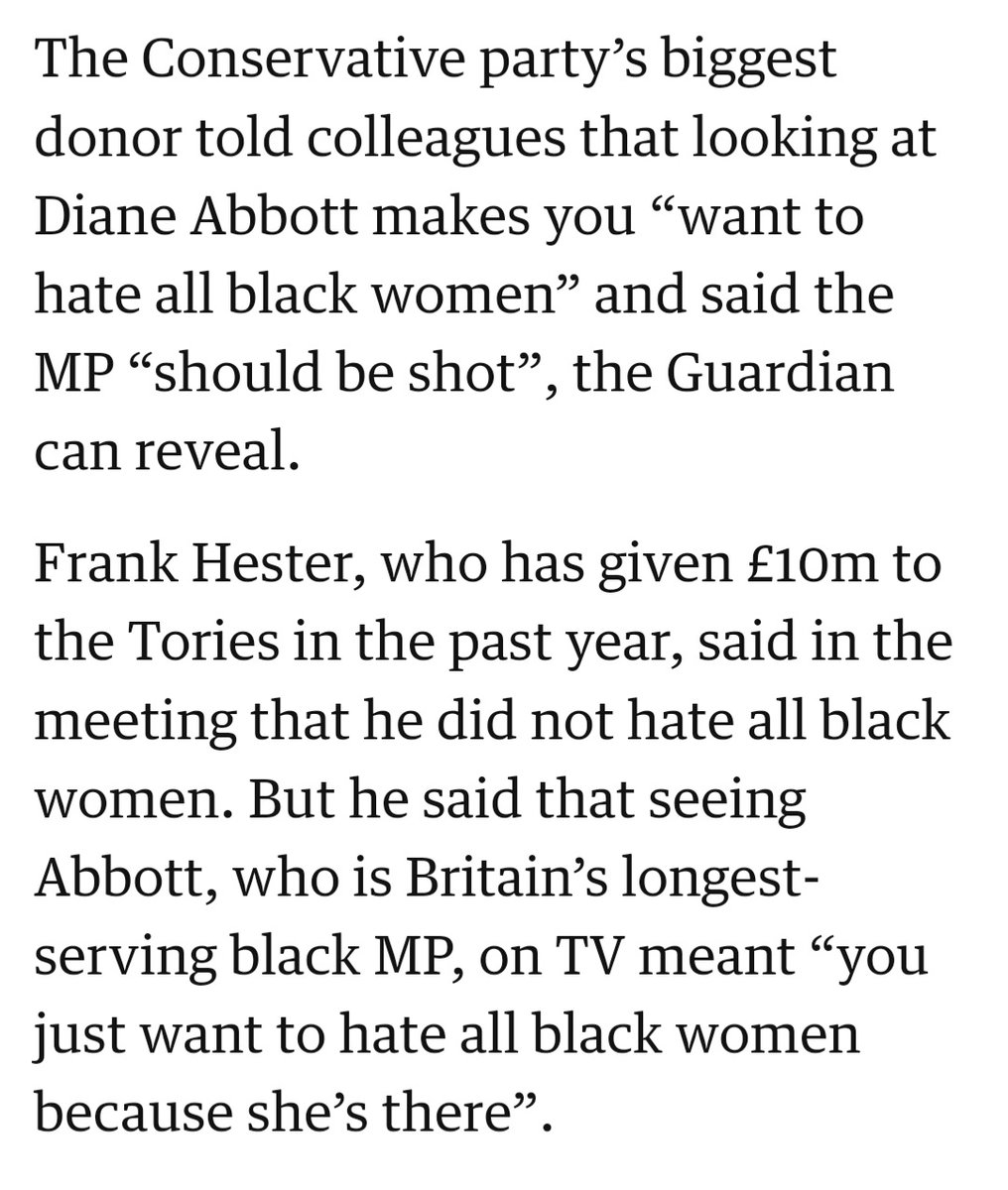 #FrankHester claims these comments are nothing to do with race or gender...
Stating that an MP "should be shot" - incitement to murder - is way beyond acceptable discourse.