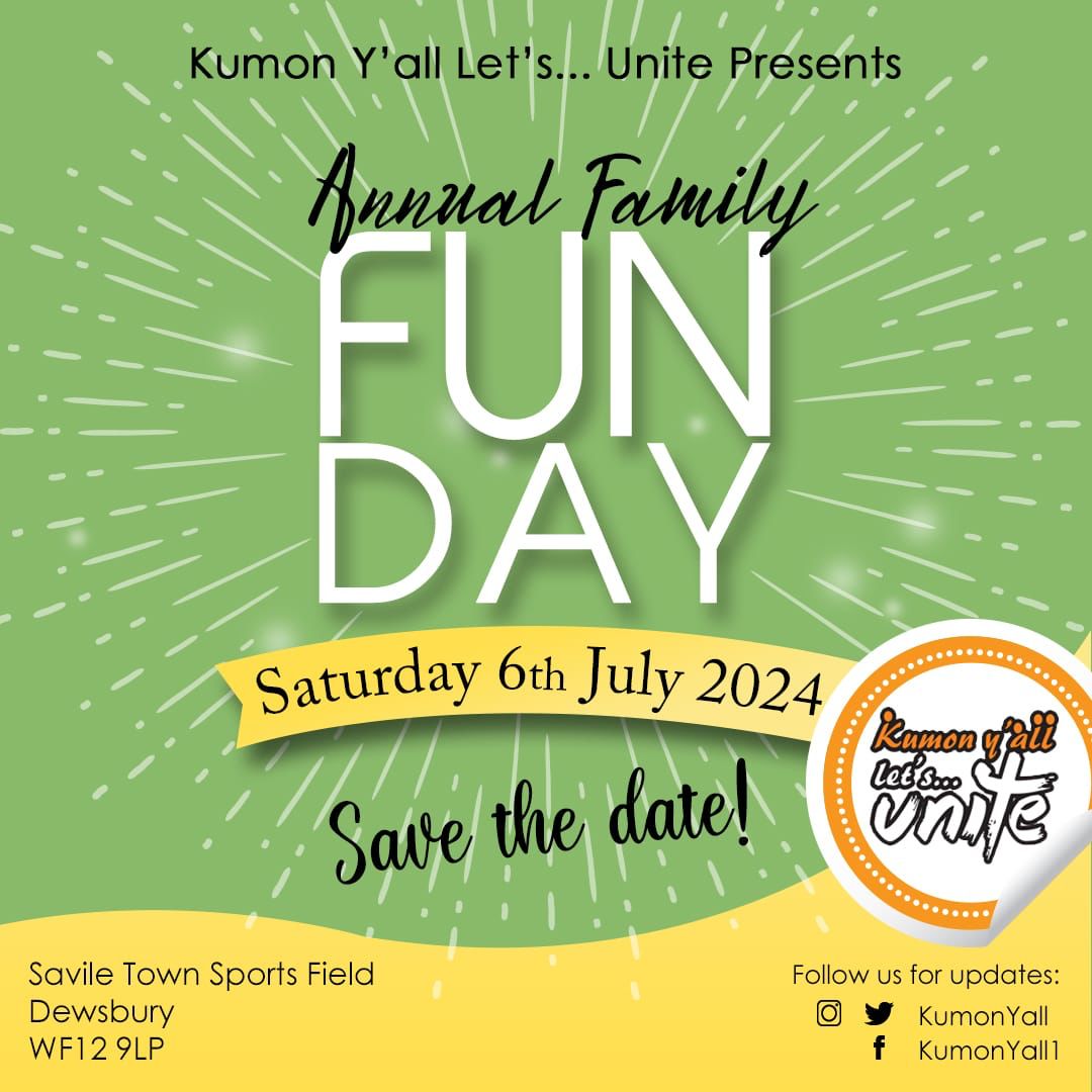 We are back! Get ready for our #family #funday in #dewsbury.
SAVE THIS DATE. 

#communityevent #LetsUnite #familyfun #engagement #supportlocal #SummerVibes #seeyouthere #growtogether