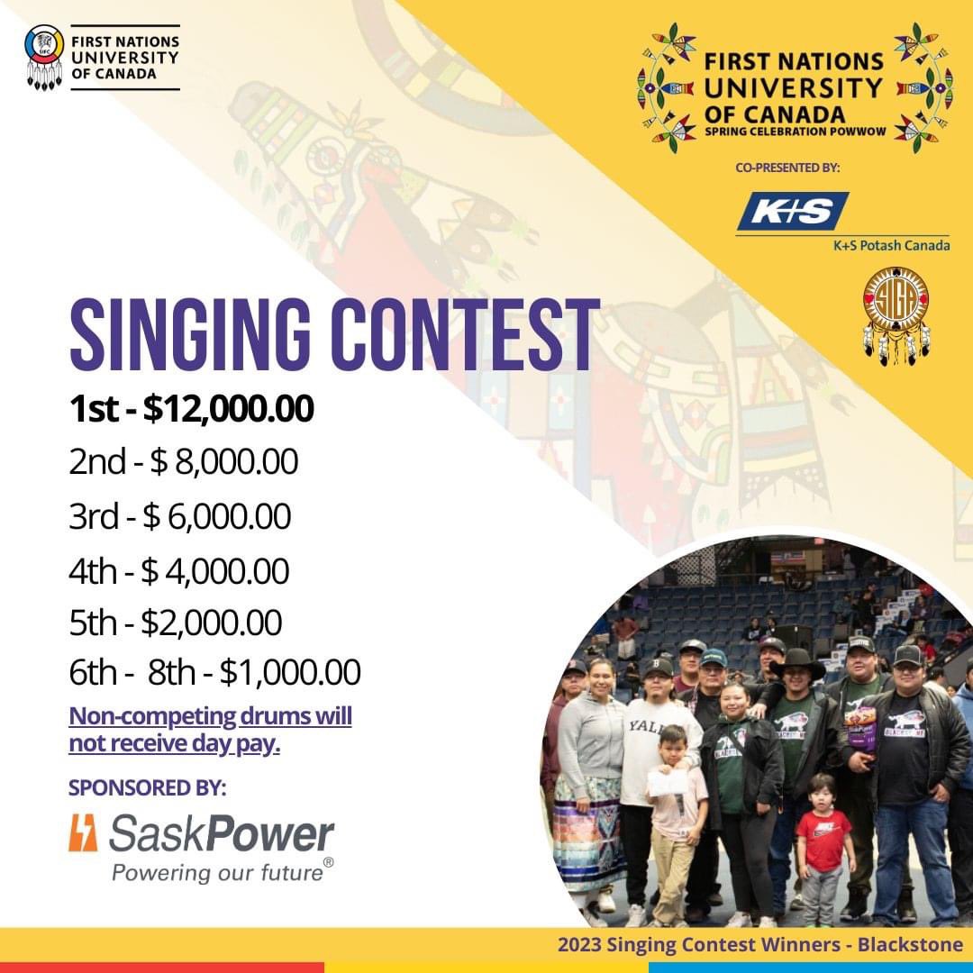 Calling all Singers to participate in <a href="/fnunivpowwow/">@FNUnivPowwow</a> Singing Contest proudly sponsored by <a href="/SaskPower/">SaskPower</a> #fnunivpowwow #powwowsingers