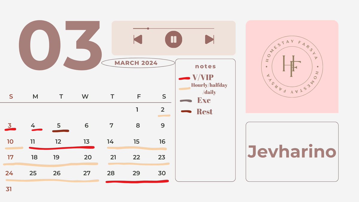 [ Homestay Farsya - Announcement ]

Yeaay! slot Jevharino (@jevhranio) untuk bulan Maret sudah full yaa teman-teman 🥳🥳 

Terima kasih untuk kepercayaannya dan kenangan manis di bulan Maret! semoga ada kesempatan di lain waktu untuk ketemu Jevharino 🥰

- Farsya