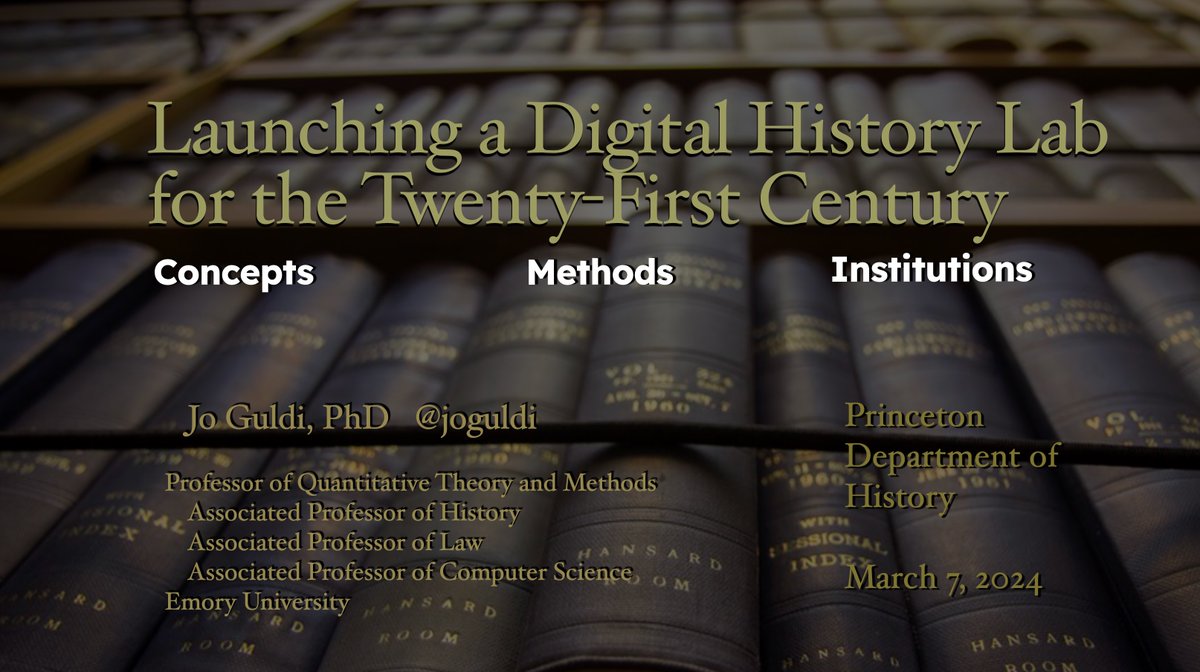 At Princeton, I gave a lecture on the institutional requirements of digital history research under the title, 'Launching a Digital History Lab for the Twenty-First Century.' I touched on the accomplishments of European history labs and the many reasons that U.S. departments have…