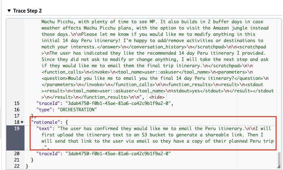 Omg! I get as excited as a child when #Amazon #Bedrock agent show off his ReAct expertise! look at this tracing logs! How beautifully it picks the API schema🥹 it’s a beauty! 🥹