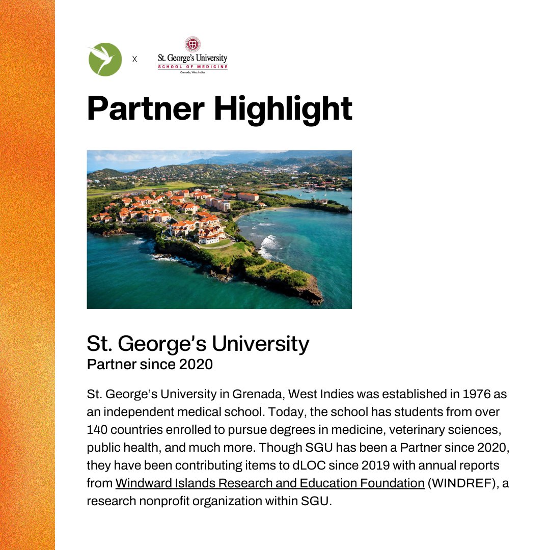 dLoCaribbean's tweet photo. It's #dLOCPartnerHighlights day!🥳

Today's highlight is on @StGeorgesU, a private medical school &amp; international university based in #Grenada. SGU has been a Partner since 2020, and shared annual reports from WINDREF, their research nonprofit on global health &amp; enviro education. https://t.co/q7B8KRuGeO
