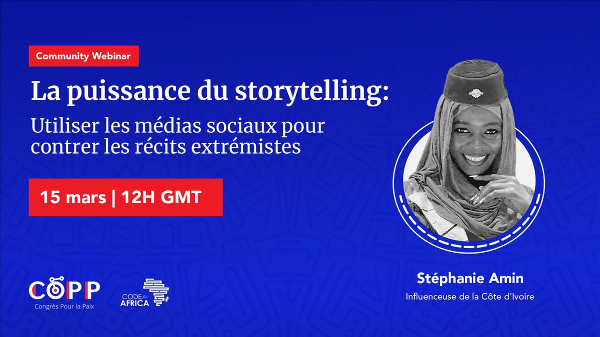 Joignez-vous à notre session de la Communauté COPP avec Stéphanie Amin, une influenceuse de la Côte d'Ivoire. Apprenez comment le storytelling peut être un outil puissant sur les réseaux sociaux pour contrer les récits extrémistes. 🗓️:15 mars, 12h GMT 📍:bit.ly/3TgfnVC