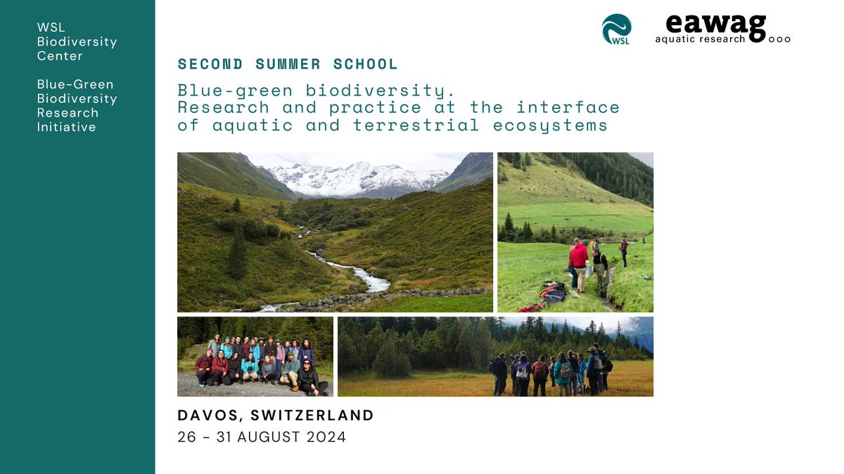 Registration to our 2nd summer school on blue-green biodiversity is now open! 
Our summer school - Research &amp; practice at the interface of aquatic &amp; terrestrial ecosystems - will take place in August in  Davos, Switzerland.
biodiversitycenter.wsl.ch/en/events/deta…