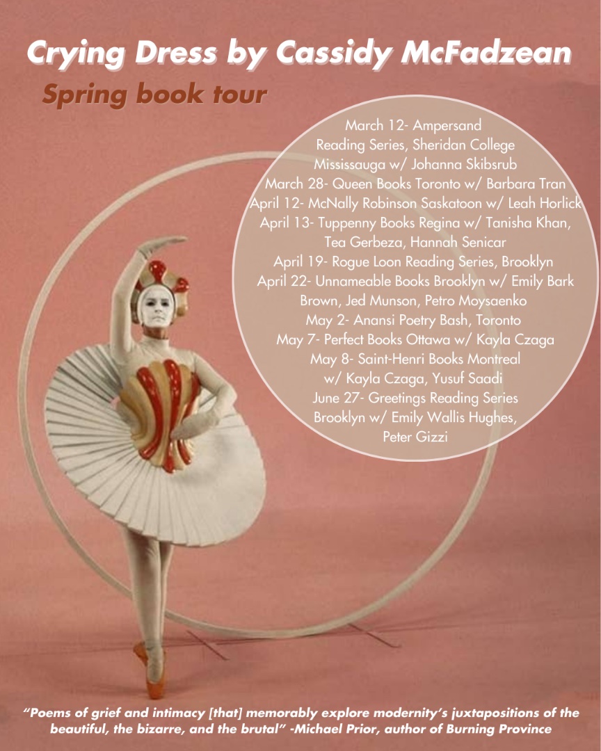 Spring reading tour for Crying Dress! More details on some of these to come 🩰