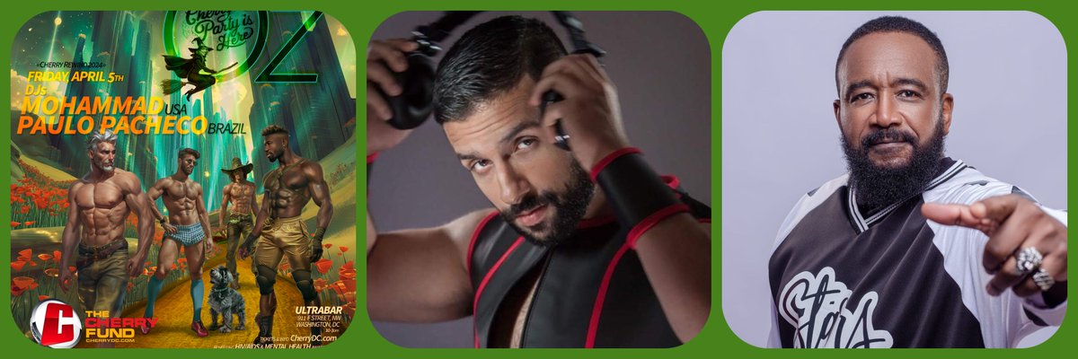 ==> RETURN TO OZ @ CHERRY

dj Mohammad (Atlanta), dj Paulo Pacheco
Friday, April 5, 2024 / 10:00 PM – 3:00 AM
Ultrabar / 911 F Street, NW
VIP Passes ($200) / Tickets ($40)
cherrydc.com

#HIV #AIDS #MentalHealth #Community #CreatingCommunity