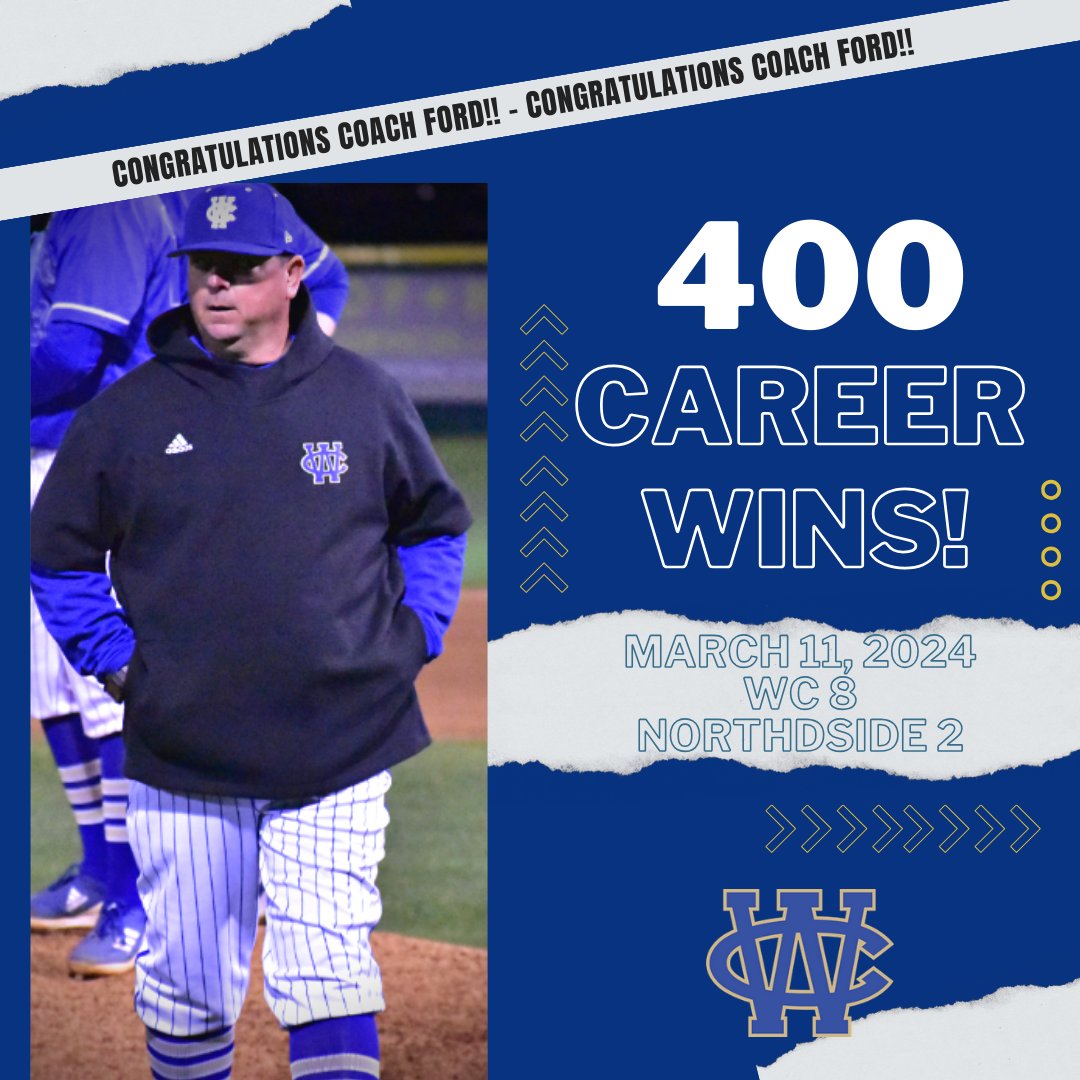 Last night was not only a great way to start off the 2024 season, it was also an amazing accomplishment for our head coach Anthony Ford! Coach Ford reached the 400 career win mark last night in the 8-2 victory over Northside!