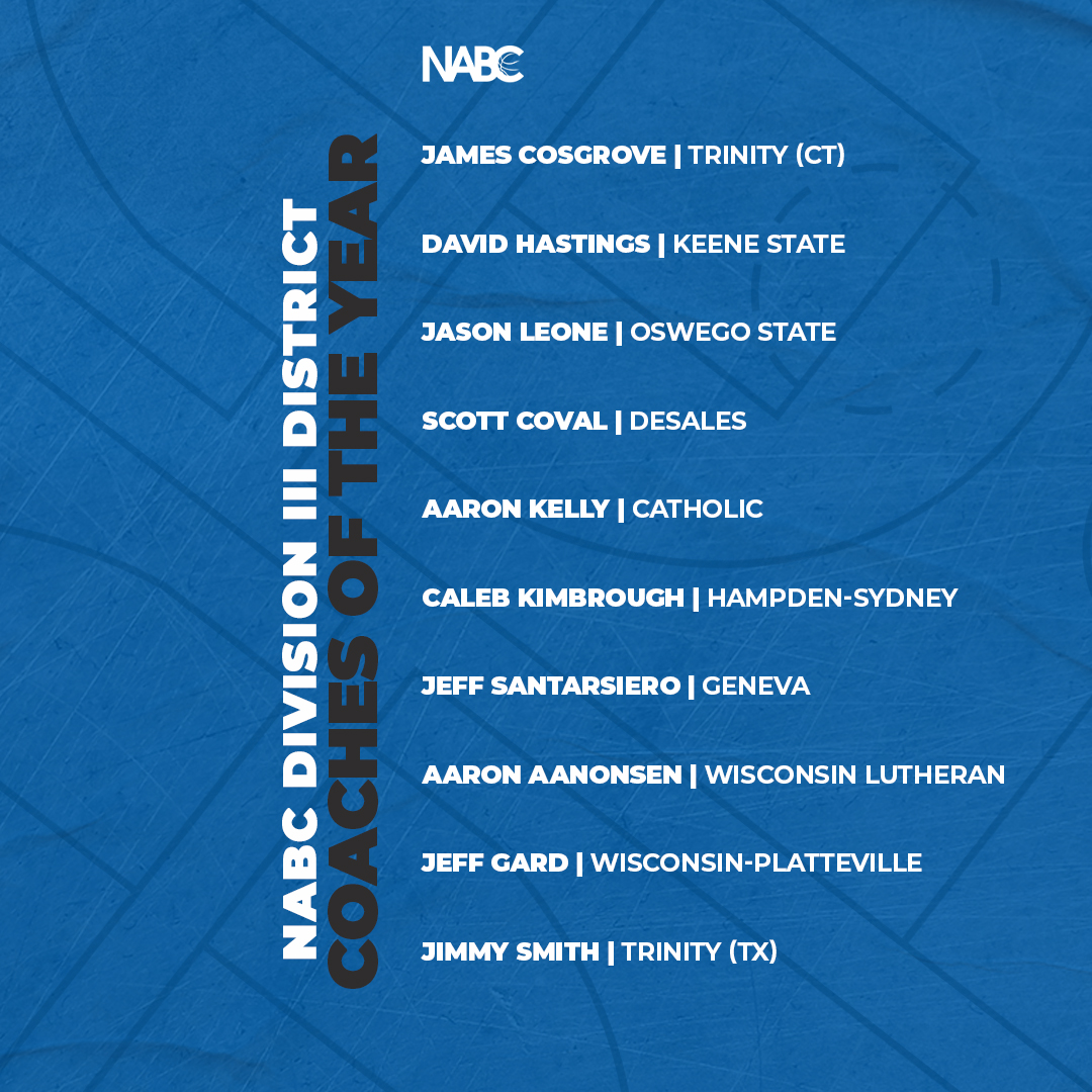 Congratulations to the NABC Division III District Coaches of the Year!