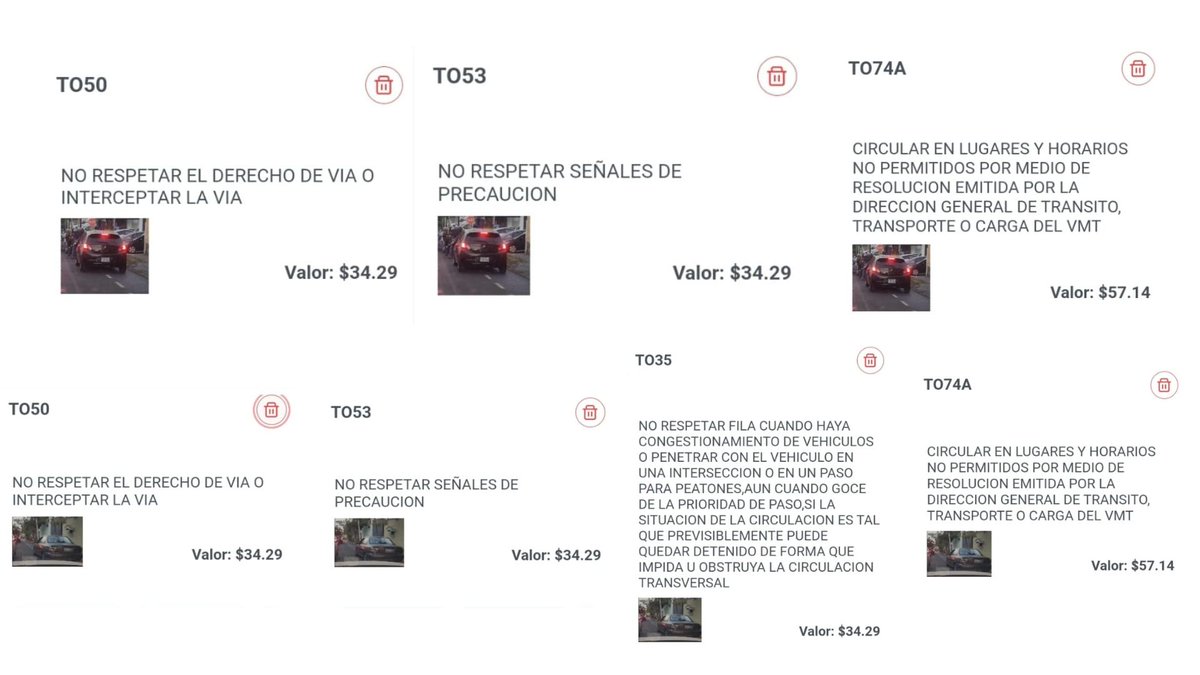 VMTElSalvador's tweet photo. Aplicamos las sanciones correspondientes a los conductores que fueron denunciados por circular en zona no autorizada:

🧾No respetar la fila vehicular ($34.29)
🧾No respetar el derecho de vía o interceptar la vía ($34.29)
🧾No respetar señales de precaución ($34.29)
🧾Circular en lugares no permitidos ($57.14).

Instamos a los automovilistas cumplir con la normativa de tránsito.