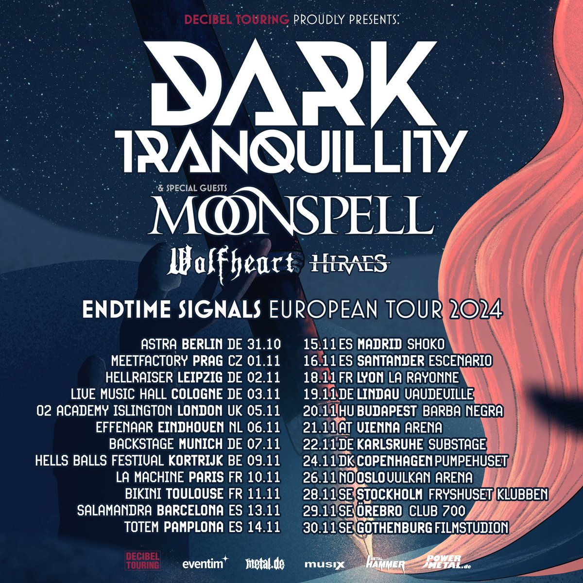 This November we are touring with our brothers of Dark Tranquillity, Moonspell and Hiraes!

For all the German shows tickets are already on sale via Eventim. General ticket sale for other countries start this Friday 12 CET! 

#wolfheart #wintermetal #eurotour #melodicdeathmetal