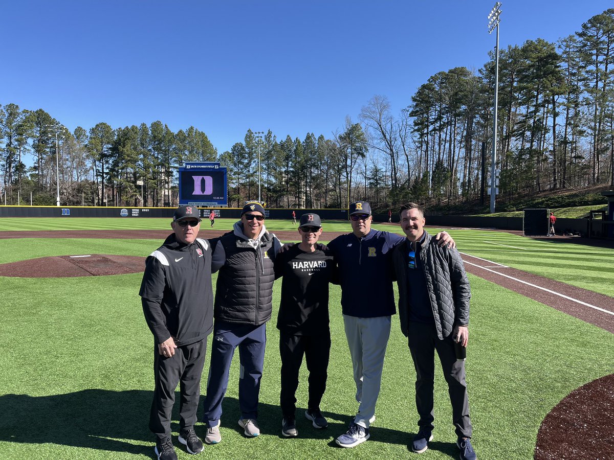 Thank you to <a href="/DukeBASE/">Duke Baseball</a> and @DukeCoachBK for hosting us yesterday.  First class!  Also great running into great friends if <a href="/HarvardBaseball/">Harvard Baseball</a>.  Baseball is a small world!  #onceajacketalwaysajacket